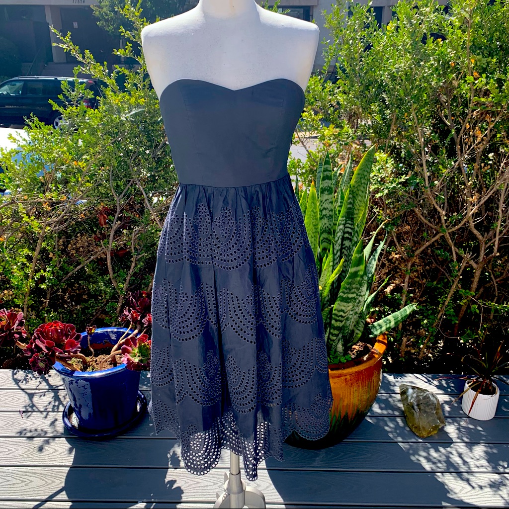 Tibi Strapless Eyelet Dress Women’s Size 2 Euc